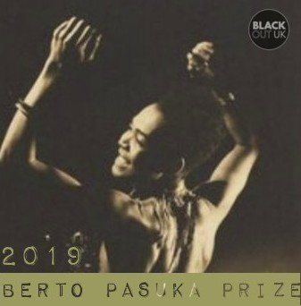 The 2019 Berto Pasuka Prize graphic showing a dancer with arms raised