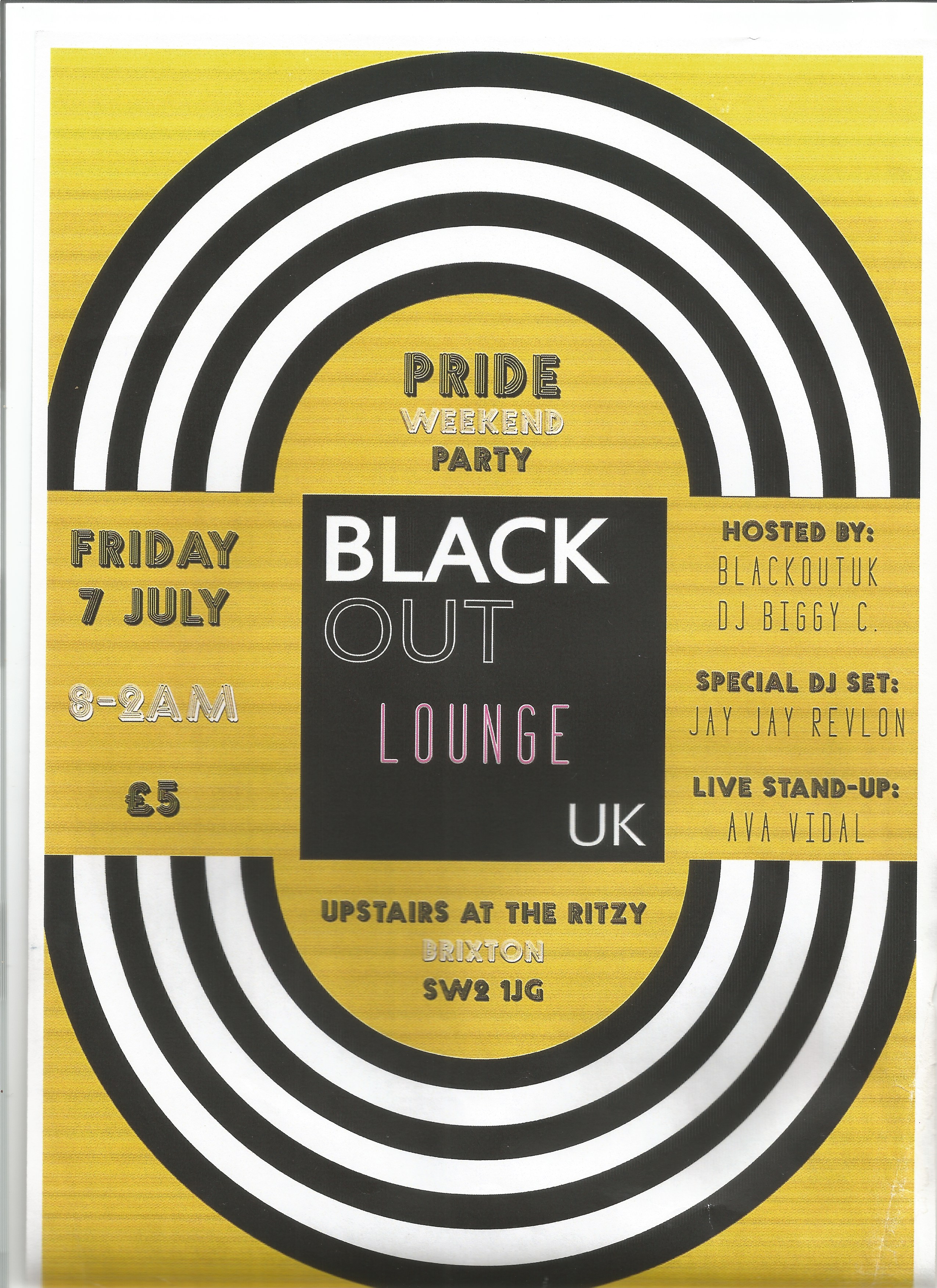 Flyer for Pride Lounge at Ritzy